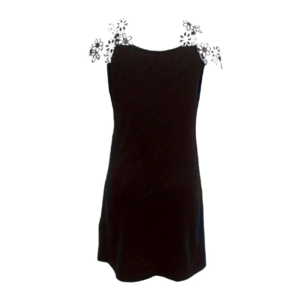 Floral Embroidered Midi Dress Womens Large Black Casual Party Summer Dress - Picture 4 of 5
